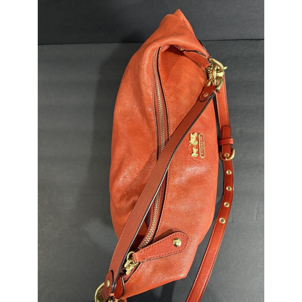 Coach Madison Women's High-quality Leather Hobo Shoulder Bag Burnt Orange - Picture 7 of 16